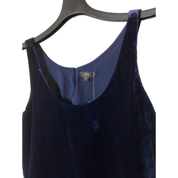 New J. Crew Blue Velvet lined Tank Top Cami Sleeveless round neck Drapey Sz 2 - Picture 2 of 11